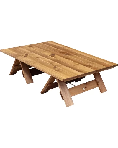 1.2m Low (boho) Rustic Picnic Trestle Table 6-Seater Stained